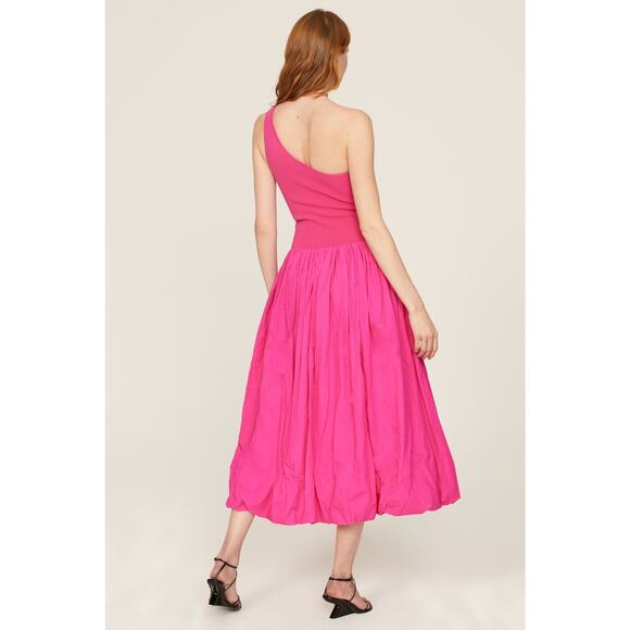 DEREK LAM COLLECTIVE Pink One-Shoulder Drop Waist Bubble Hemline Dress Size XS - Picture 2 of 14